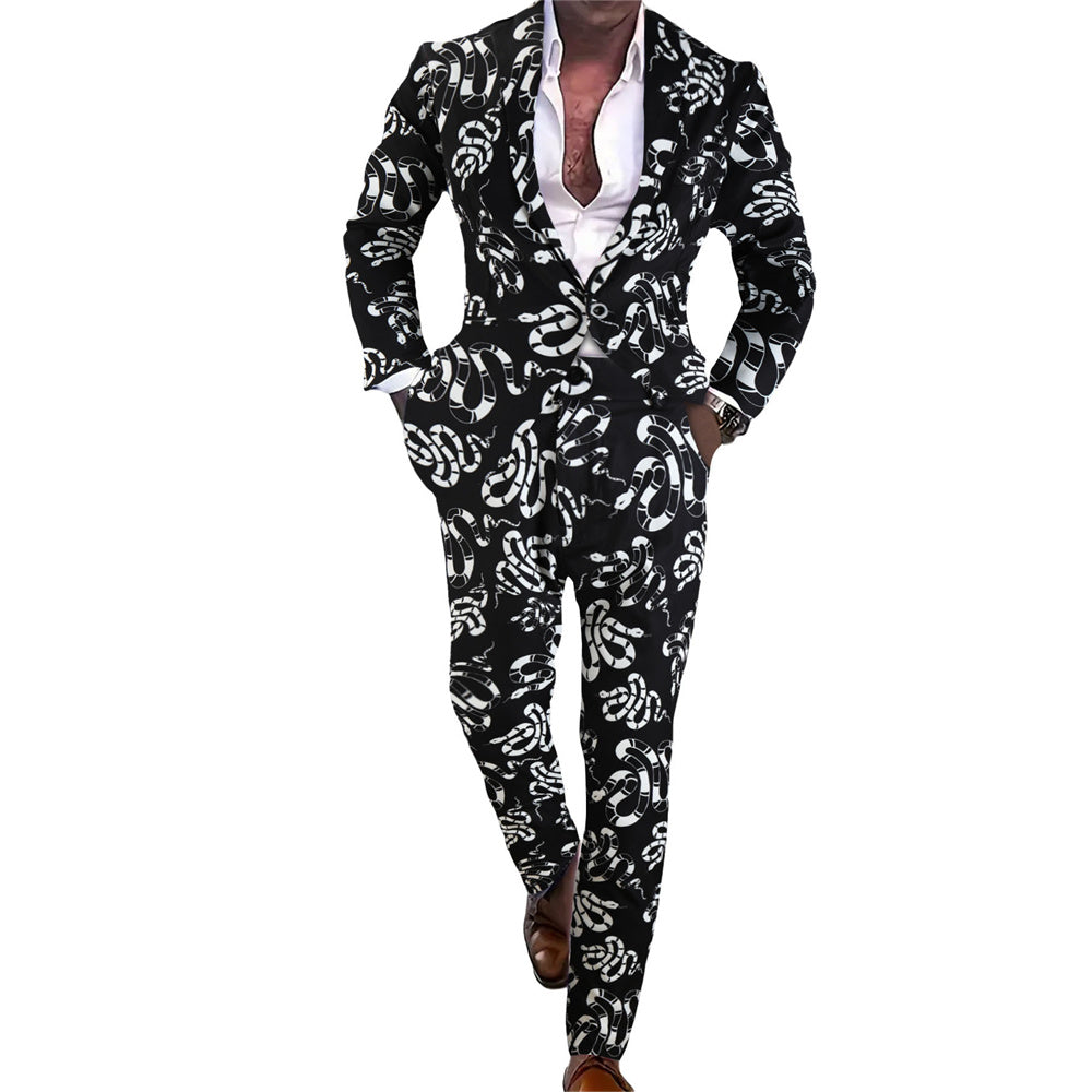 Men's Geometric Stripe Suit #2TZ-XX1129 - Suits | Multicolour / M