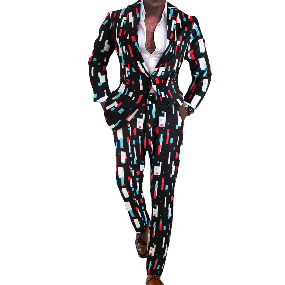Men's Geometric Block Suit #2TZ-XX1138 - Suits | Multicolour / M