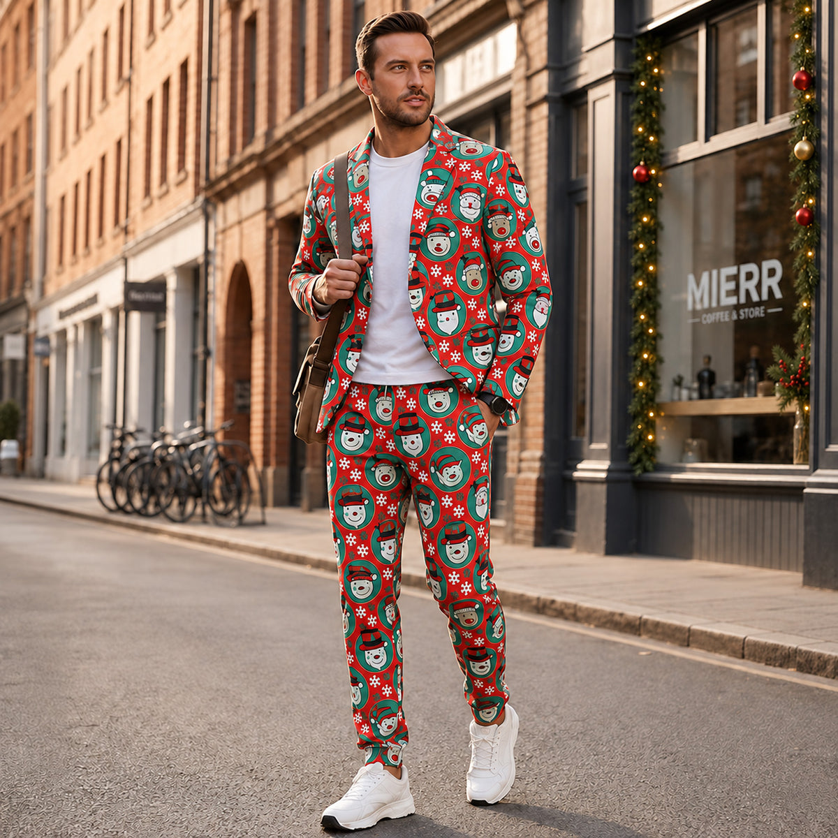 Snowman Reindeer Printed Christmas Suit