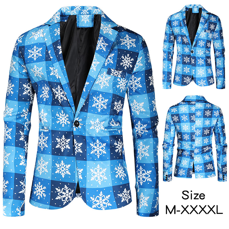 Men's Snowflake Plaid Blazer #X42 - Blazers | Blue / M