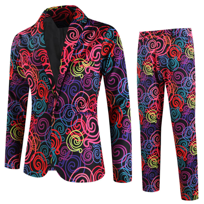 Men's Colorful Swirl Suit #2TZ-XX1137 - Suits | Multicolour / M