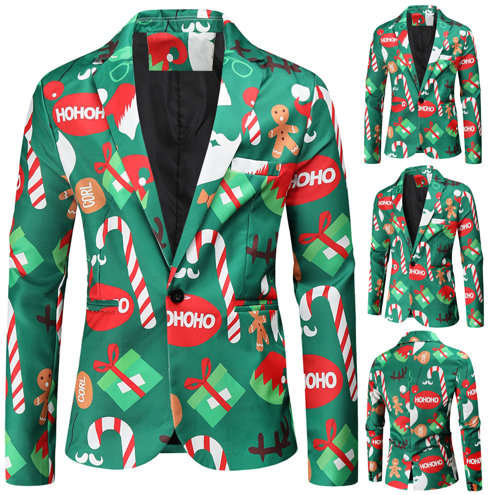 Men's Colorful Christmas Print Blazer #X50 - Blazers | Multicolour / M