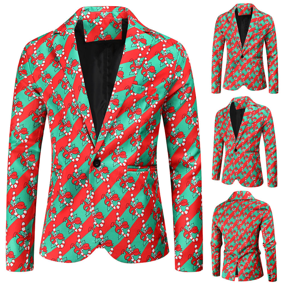 Men's Colorful Christmas Print Blazer #X45 - Blazers | Multicolour / M