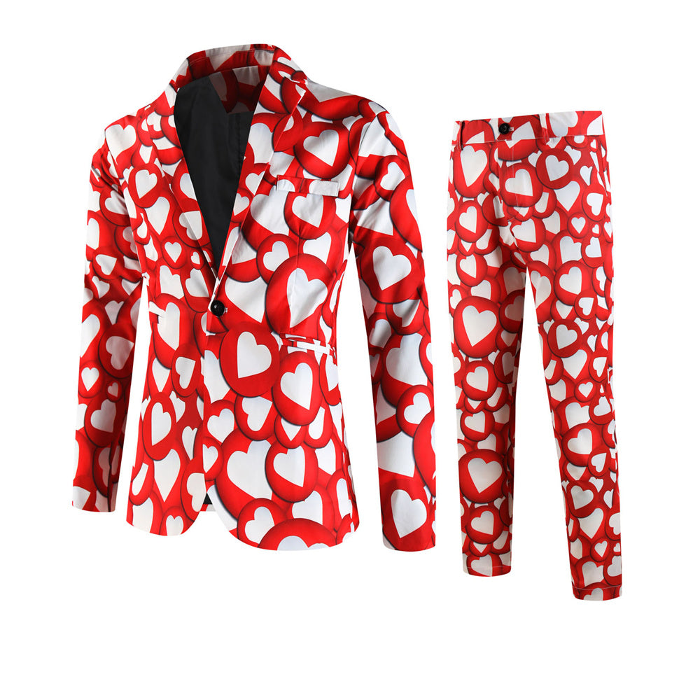 Men's Multi-color Heart Print Suit #2TZ-XX237 - Suits | Multicolour / M