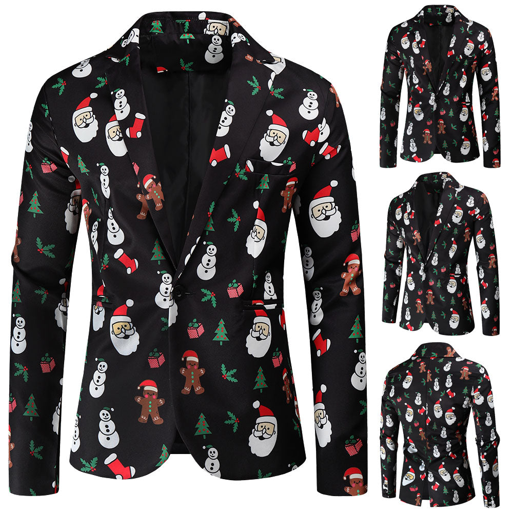 Men's Christmas Printed Blazer #X46 - Blazers | Multicolour / M