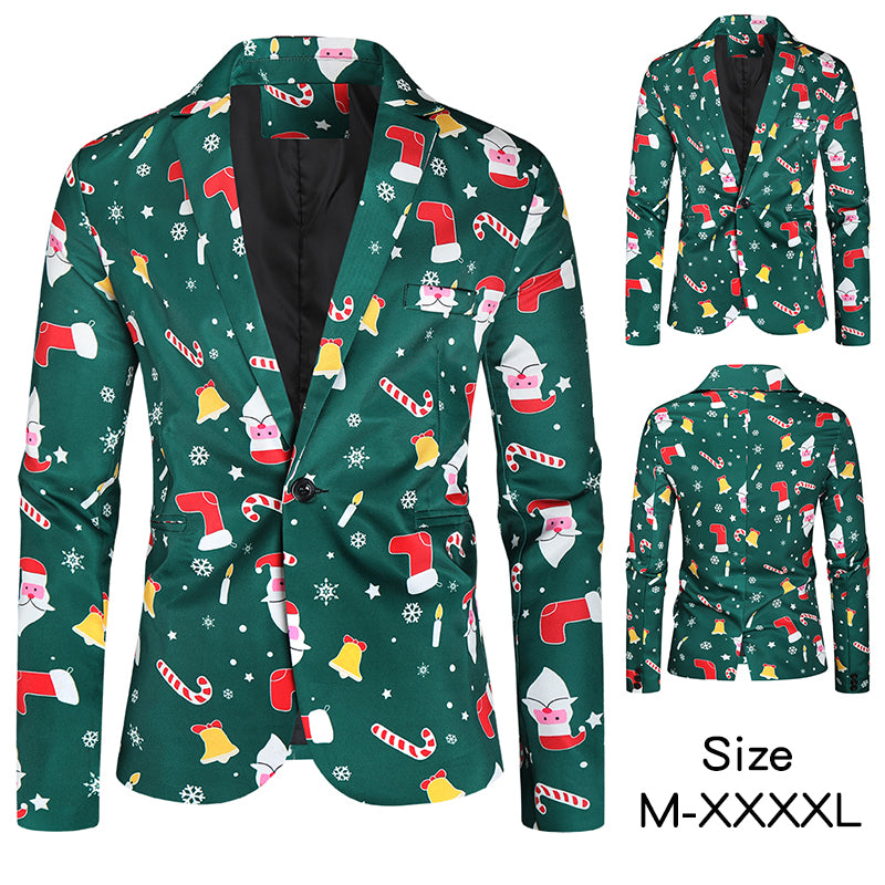 Men's Christmas Print Blazer #X38 - Blazers | Multicolour / M