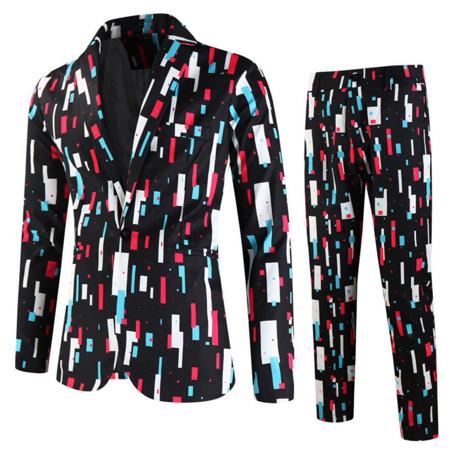 Men's Geometric Block Suit #2TZ-XX1138 - Suits | Multicolour / M
