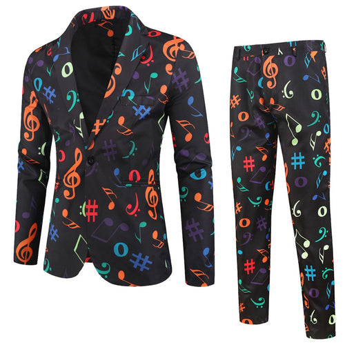 Colorful Musical Note Men’s Suit Set – Bold Stage Outfit - | Multicolour / M
