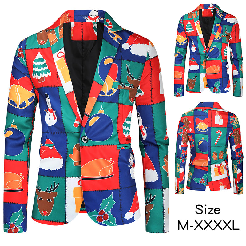 Men's Colorful Christmas Blazer #X33 - Blazers | Multicolour / M