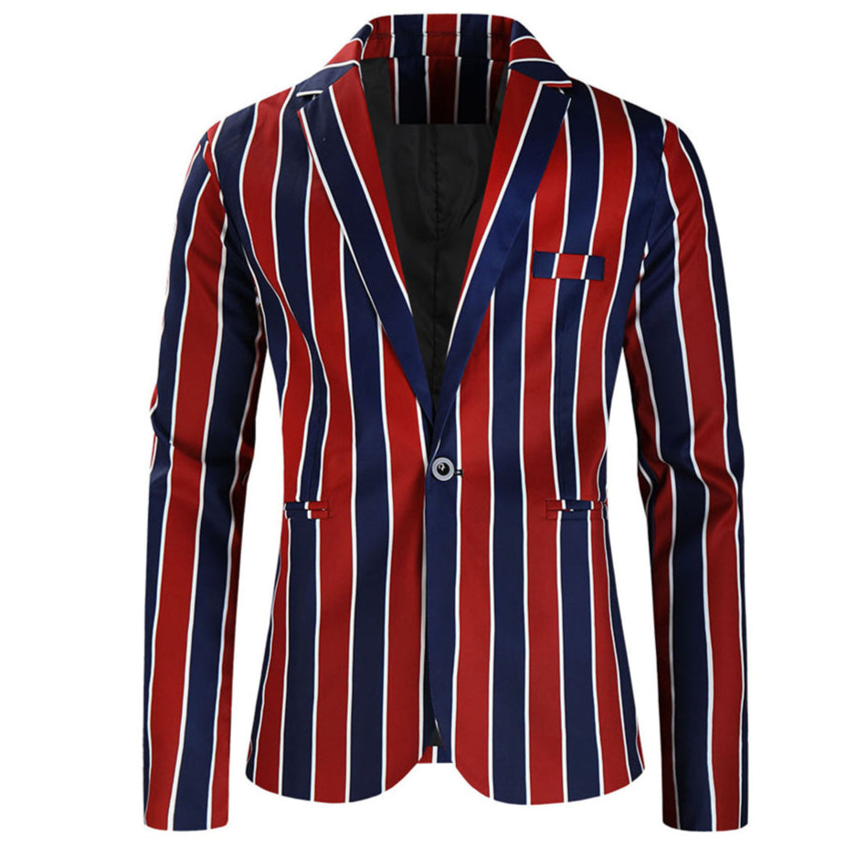 Men's Vintage Striped Blazer #X311 - Blazers | Burgundy / M