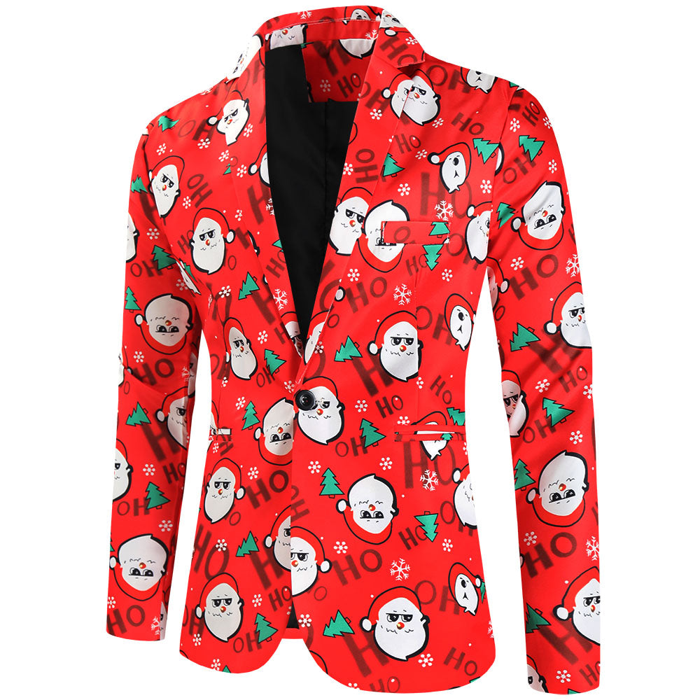 Men's Christmas Print Blazer #X621 - Blazers | Red / M