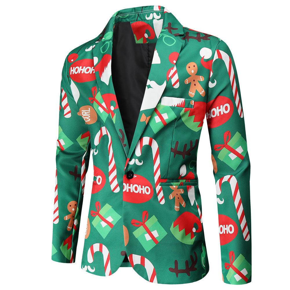 Men's Colorful Christmas Print Blazer #X50 - Blazers | Multicolour / M
