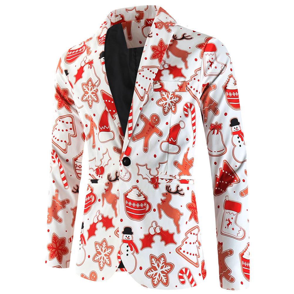 Men's Christmas Print Blazer #X654 - Blazers | Multicolour / M