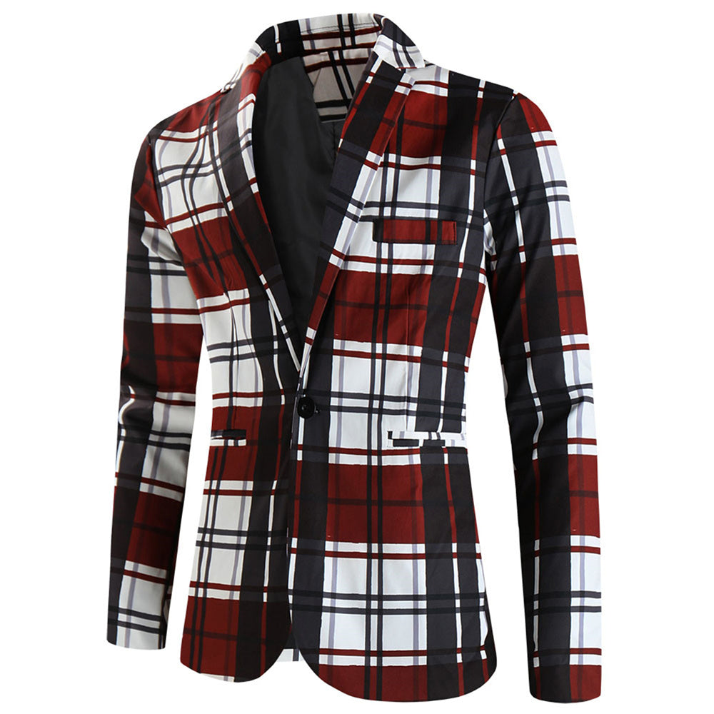 Men's Fashion Plaid Blazer #X6108 - Blazers | Multicolour / M