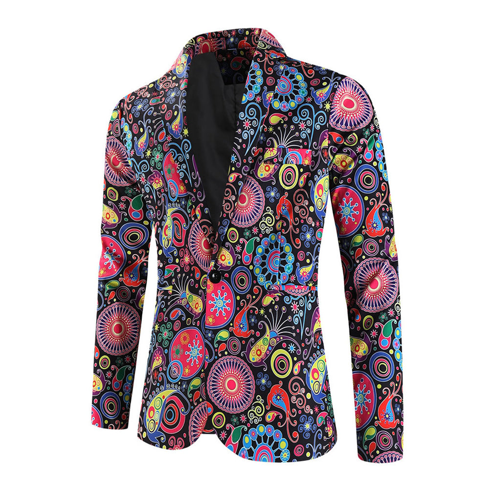 Men's Bold Print Blazer #X1213 - Blazers | Multicolour / M
