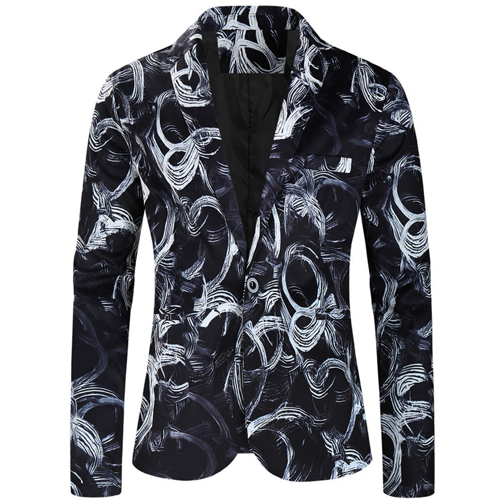 Men's Cool Print Blazer #X319 - Blazers | Black / M