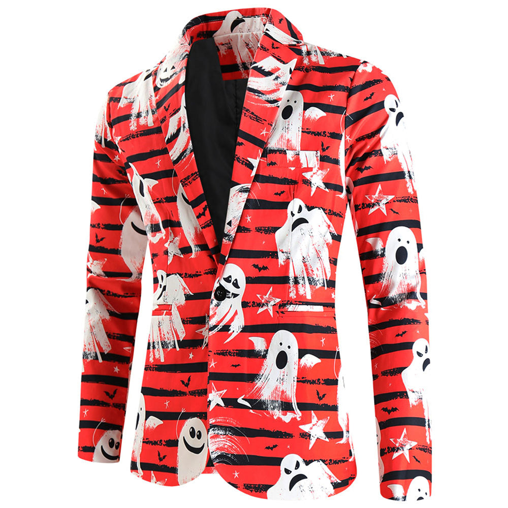 Men's Halloween Print Blazer #X124 - Blazers | Multicolour / M