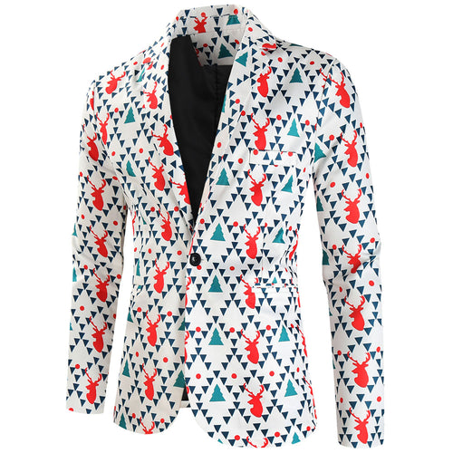 Men's Christmas Print Blazer #X627 - Blazers | Multicolour / M