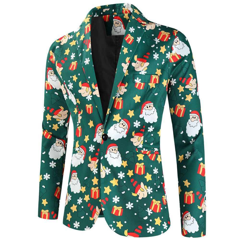 Men's Christmas Printed Blazer #X637 - Blazers | Multicolour / M