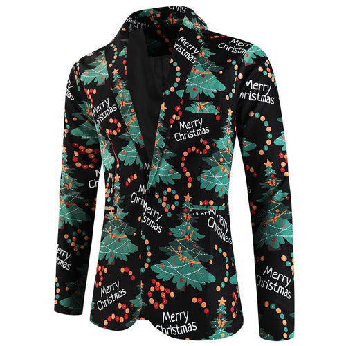 Men's Christmas Print Blazer #X658 - Blazers | Multicolour / M