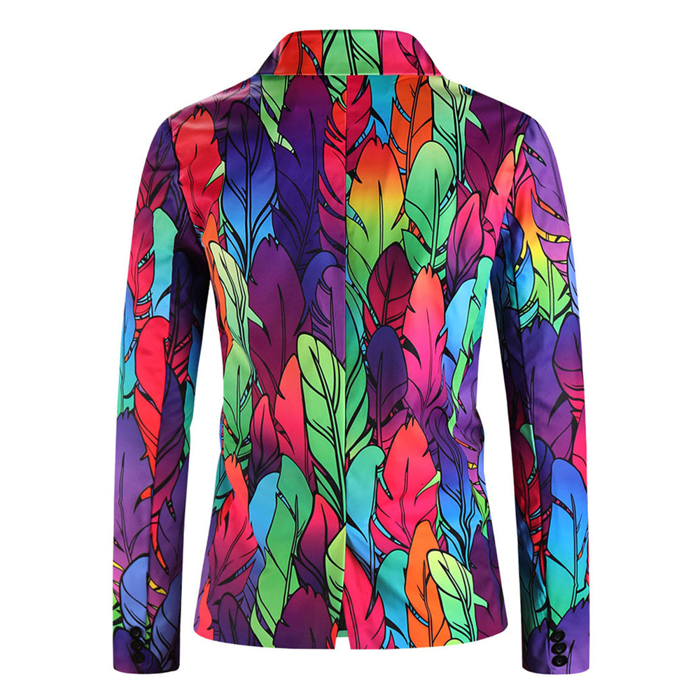 Men’s Leaf Print Blazer #X1206 - Blazers | Multicolour / M