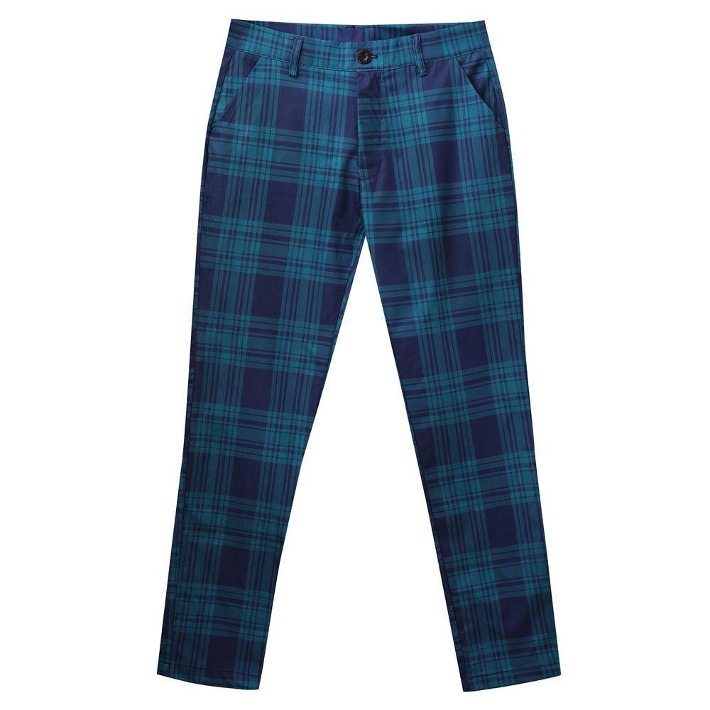 Men's Elegant Checked Pants #XK6030 - Pants | Olive Green / S