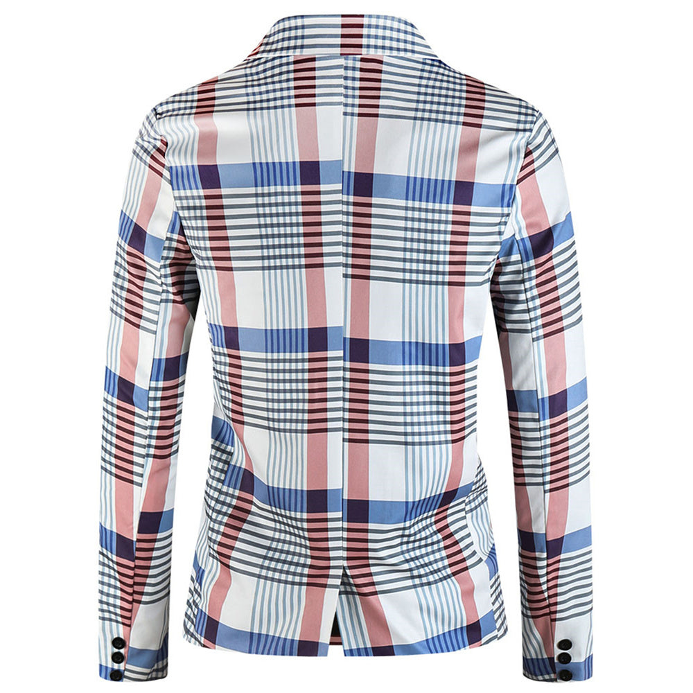 Men's Vintage Plaid Blazer #X6023 - Blazers | Sky Blue / M