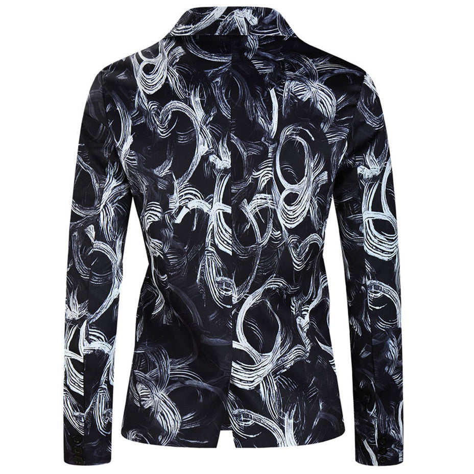 Men's Cool Print Blazer #X319 - Blazers | Black / M