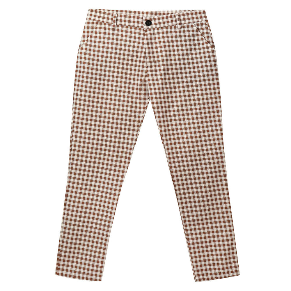 Men's Classic Plaid Pants #XK6032 - Pants | Coffee Brown / S
