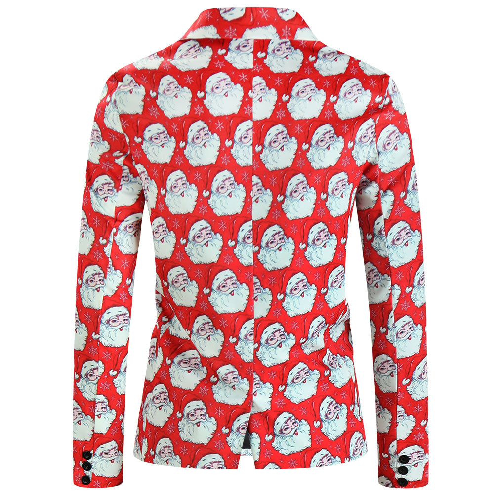 Men's Christmas Printed Blazer #X643 - Blazers | Red / M