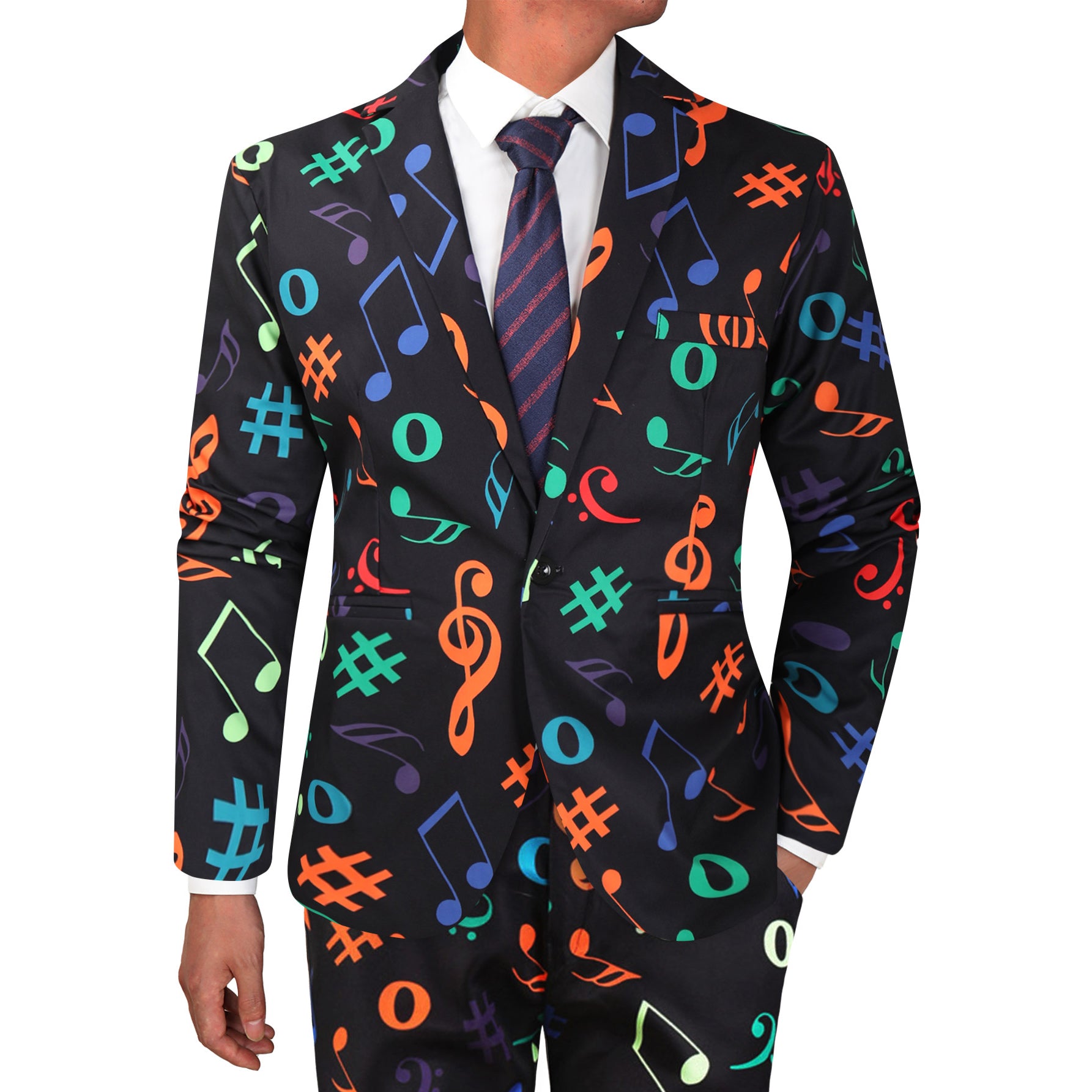 Colorful Musical Note Men’s Suit Set – Bold Stage Outfit - | Multicolour / M