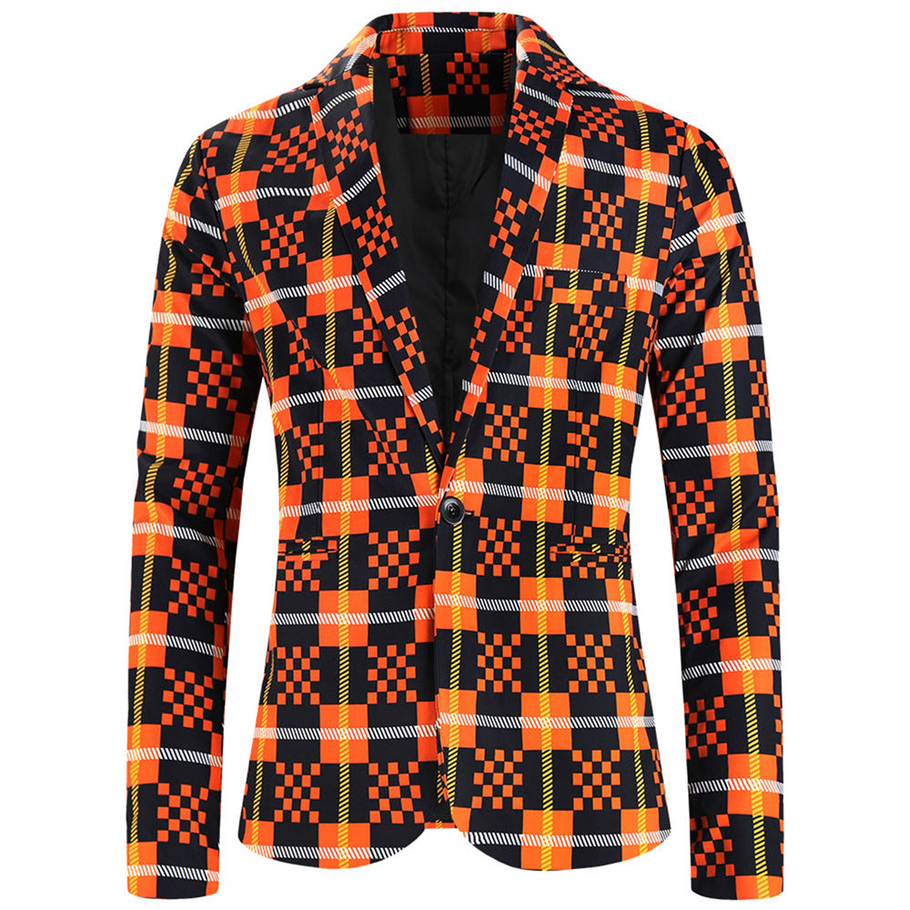 Men's Vivid Plaid Print Blazer #X6101 - Blazers | Multicolour / M