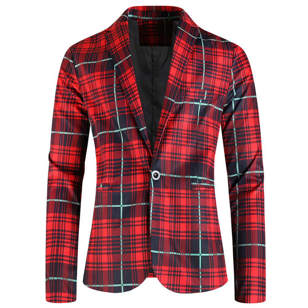 Men's Wide Plaid Blazer #X6206 - Blazers | Red Plaid / M