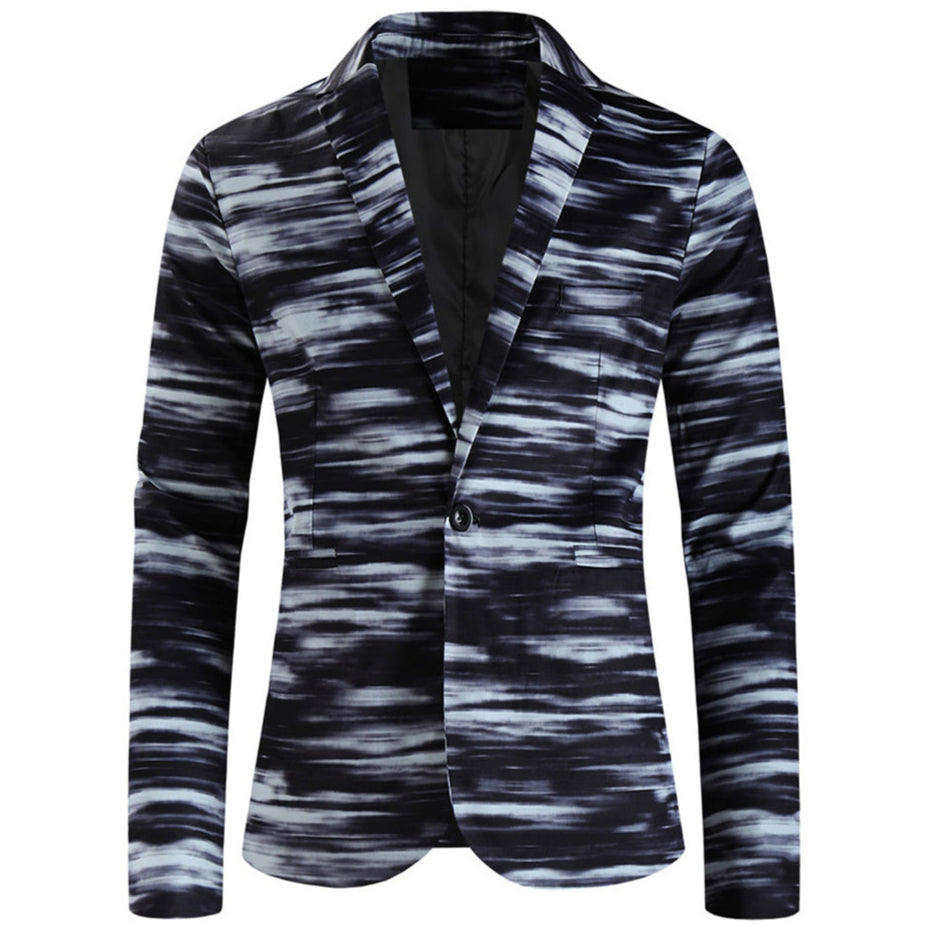 Men's Trendy Print Blazer #X332 - Blazers | Black / M