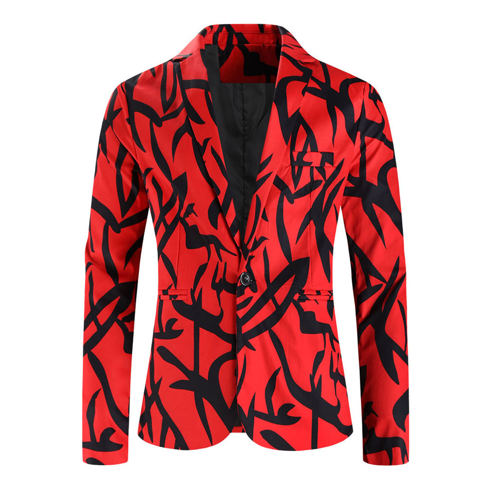 Men’s Stylish Print Blazer #X1214 - Blazers | Red / M