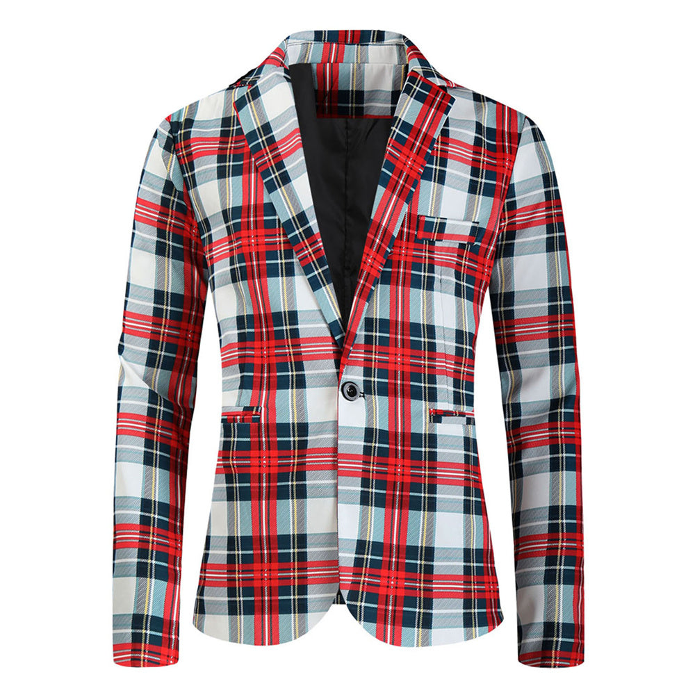 Men’s Checkered Blazer #X6009 - Blazers | Red Plaid / M