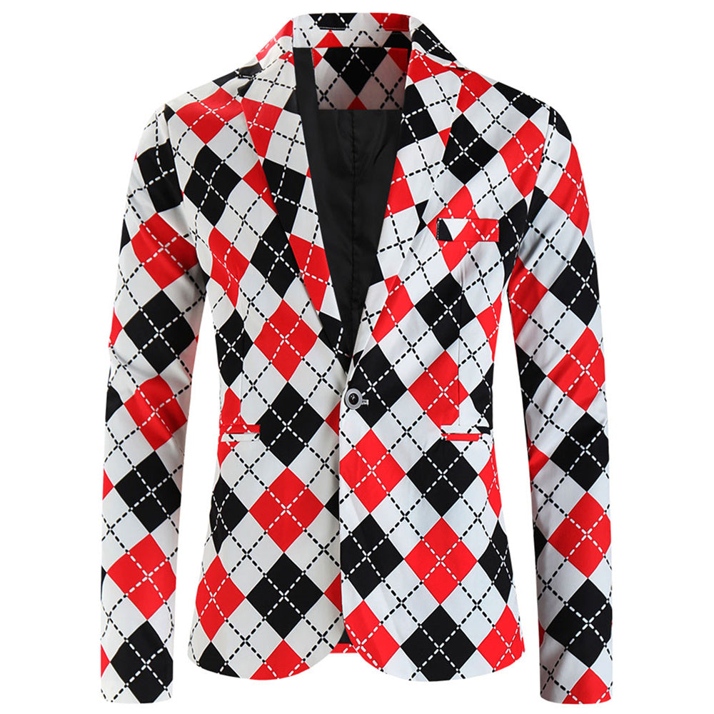 Men's Diamond Pattern Blazer #X6109 - Blazers | Multicolour / M