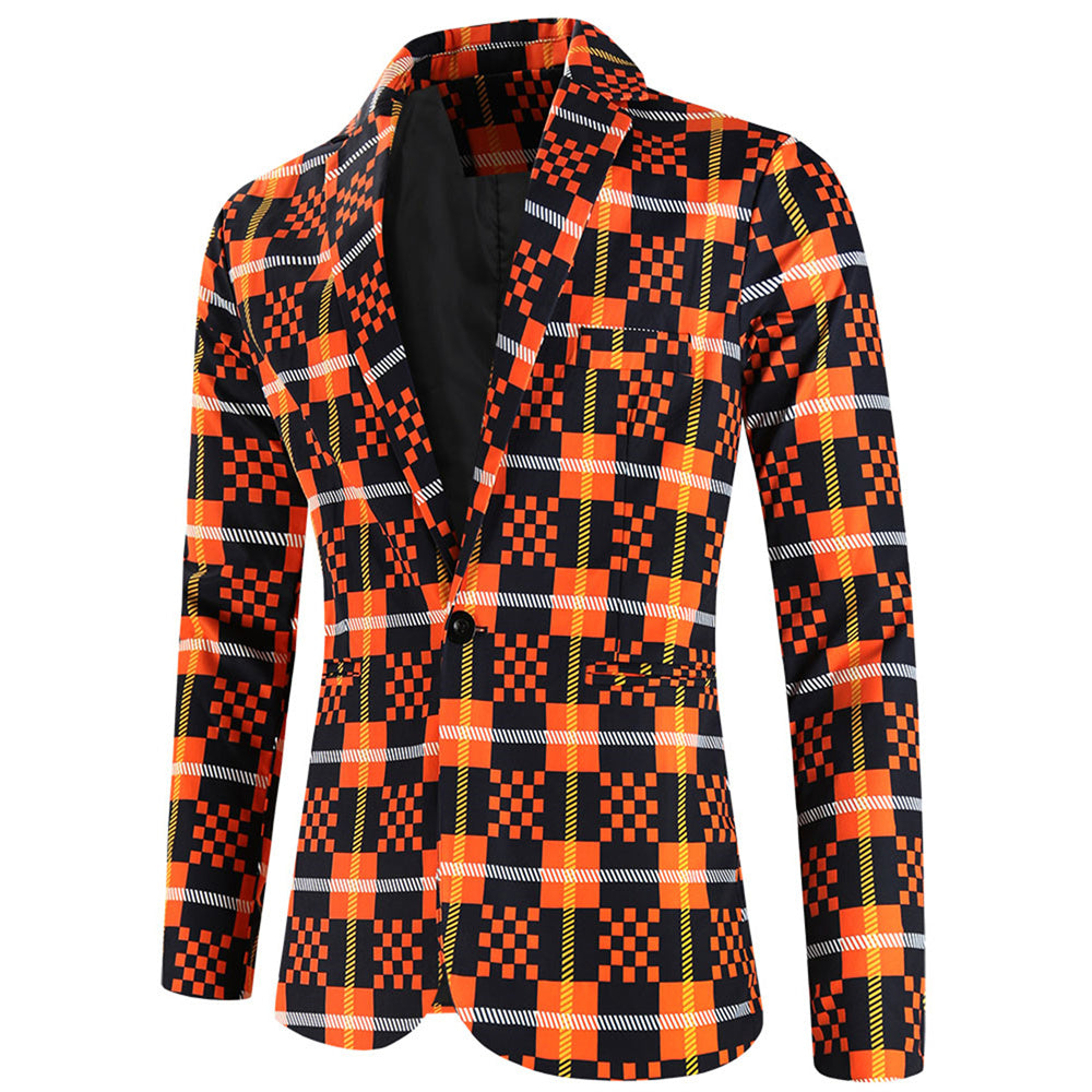 Men's Vivid Plaid Print Blazer #X6101 - Blazers | Multicolour / M