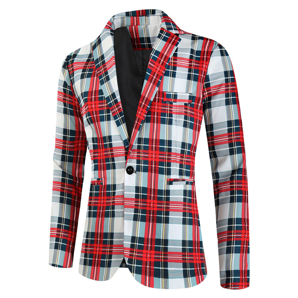 Men’s Checkered Blazer #X6009 - Blazers | Red Plaid / M
