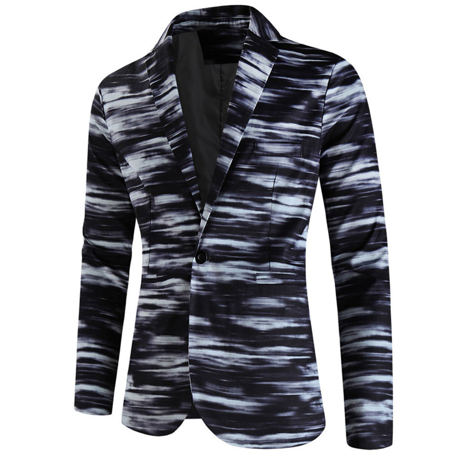 Men's Trendy Print Blazer #X332 - Blazers | Black / M