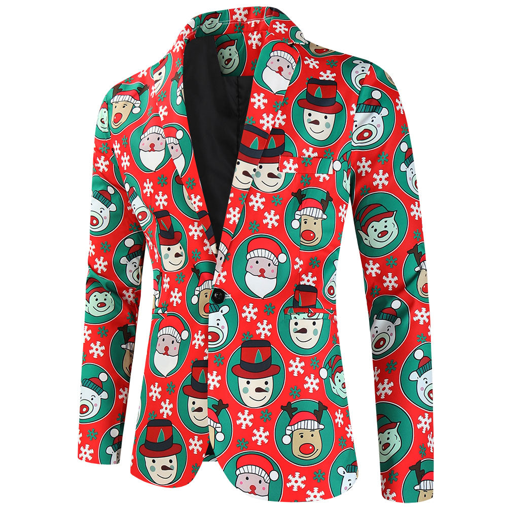 Men's Christmas Print Blazer #X638 - Blazers | Multicolour / M