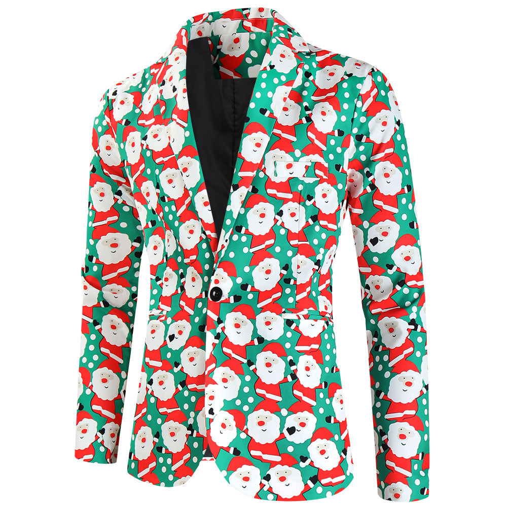 Men's Christmas Print Blazer #X632 - Blazers | Multicolour / M