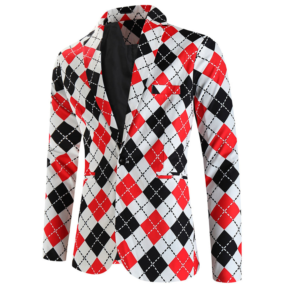 Men's Diamond Pattern Blazer #X6109 - Blazers | Multicolour / M