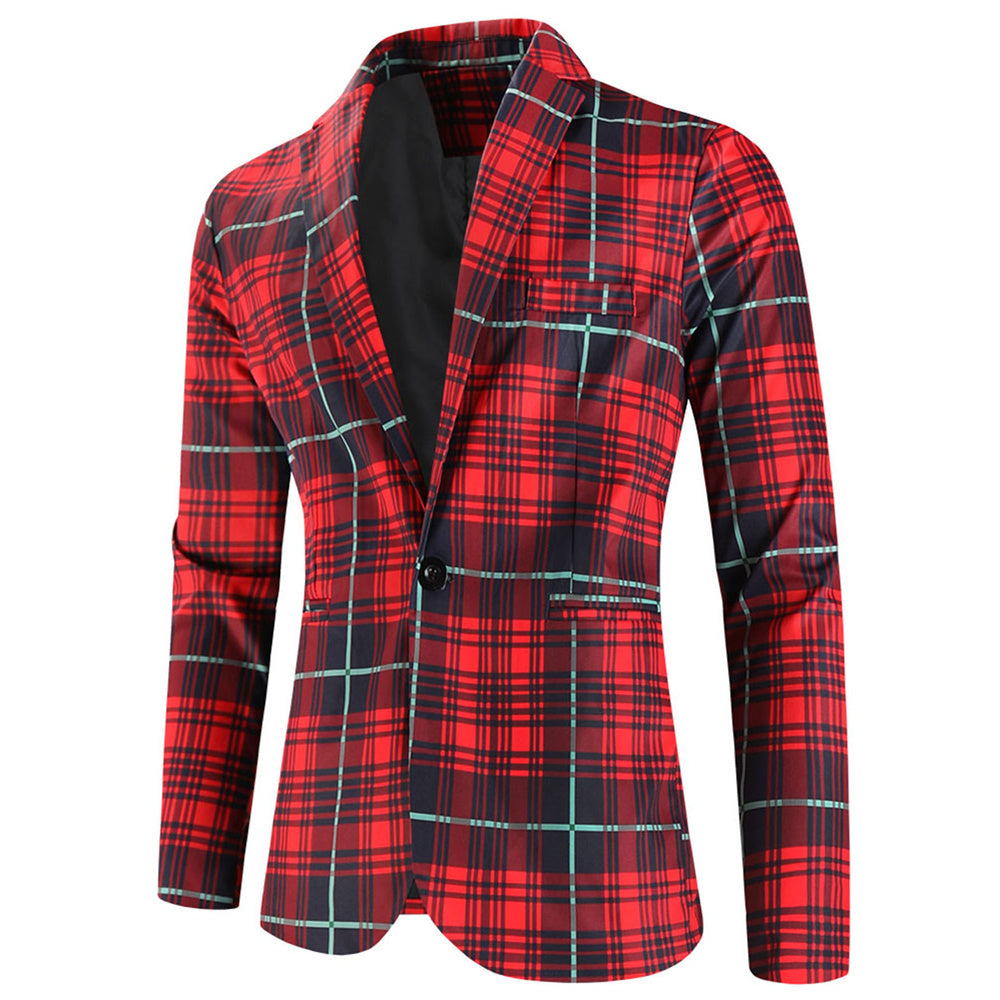 Men's Wide Plaid Blazer #X6206 - Blazers | Red Plaid / M