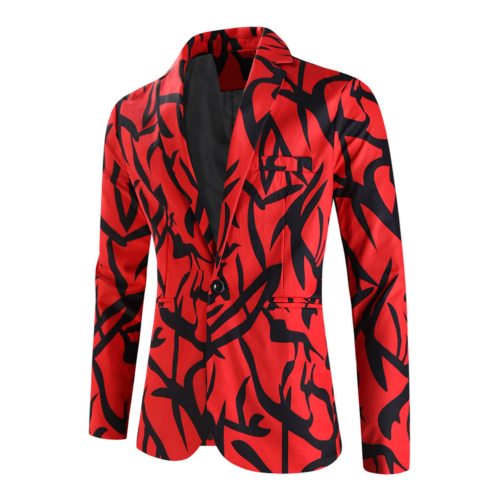 Men’s Stylish Print Blazer #X1214 - Blazers | Red / M