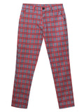 Men's Elegant Plaid Pants #XK6031 - Pants | Burgundy / S