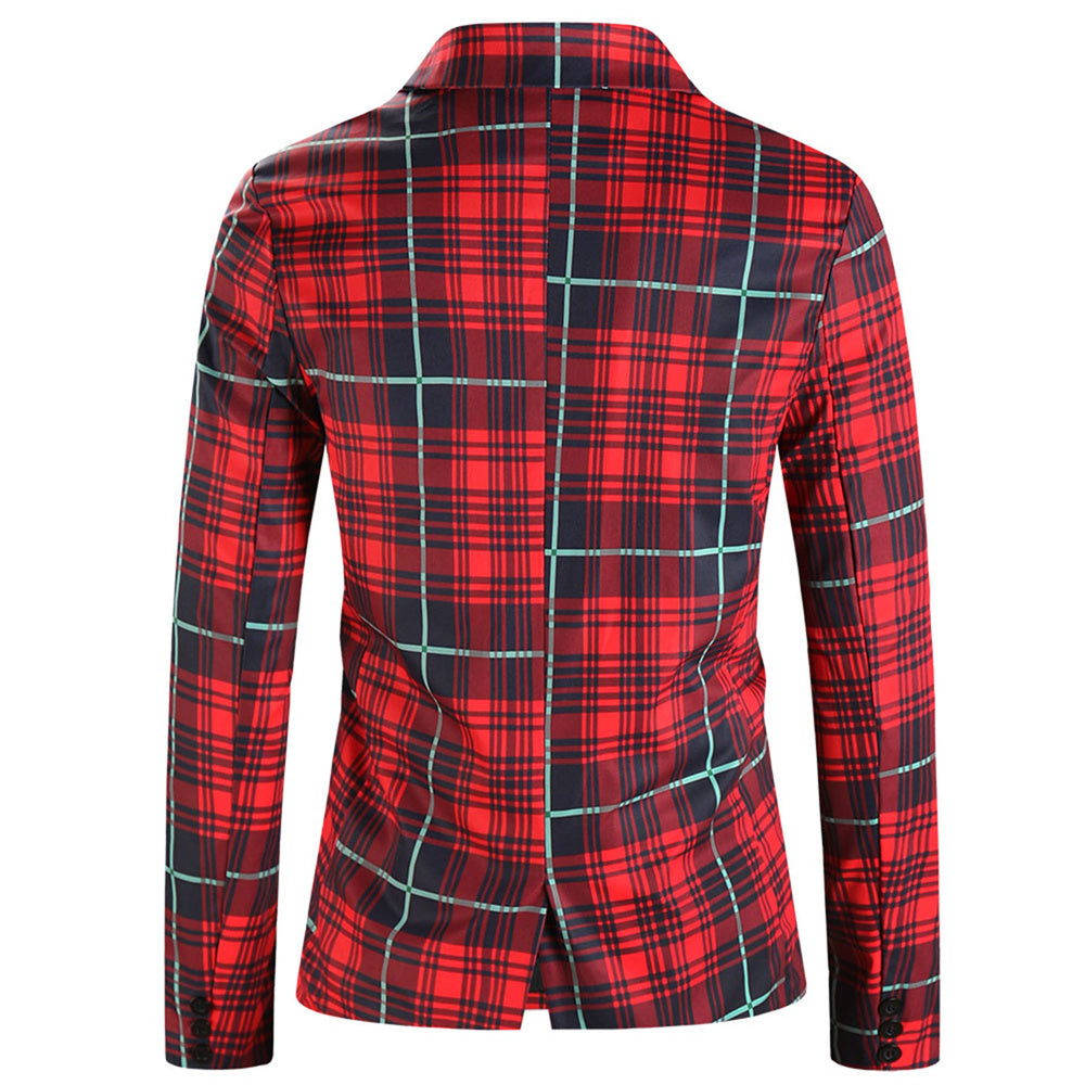 Men's Wide Plaid Blazer #X6206 - Blazers | Red Plaid / M