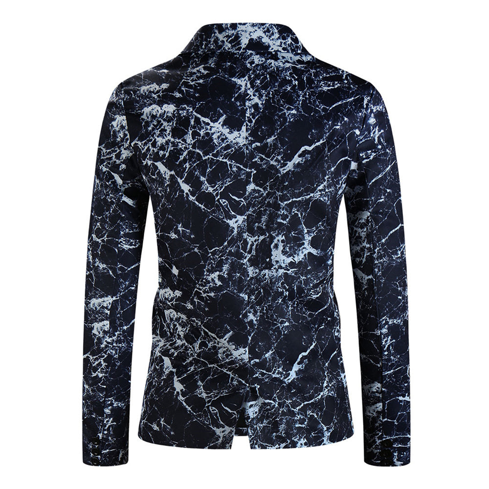 Men's Marble Print Blazer #X339 - Blazers | Navy Blue / M