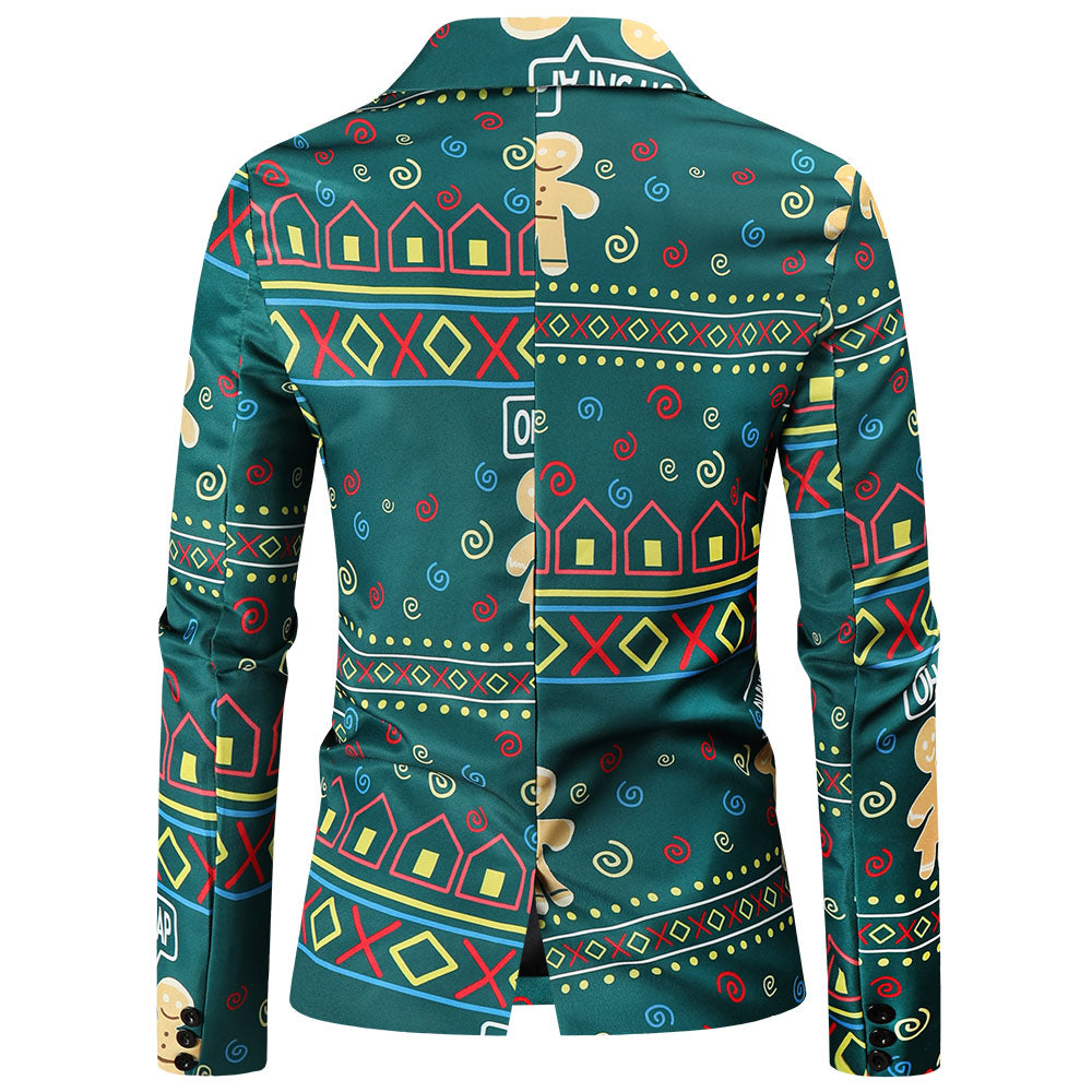 Men's Vintage Christmas Print Blazer #X52 - Blazers | Multicolour / M