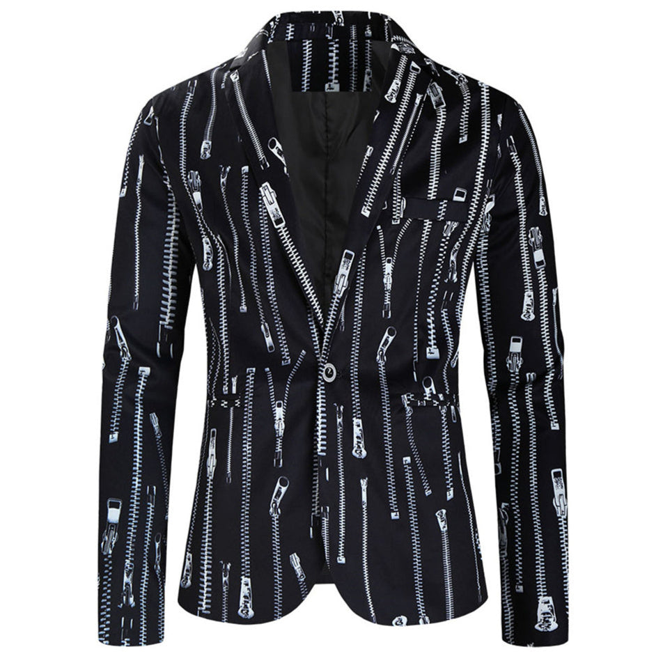 Men’s Trendy Zip Blazer #X326 - Blazers | Black / M
